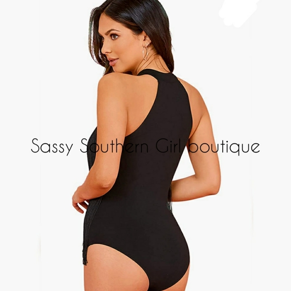 ⭐🆕 Black fringe bodysuit - Picture 8 of 12